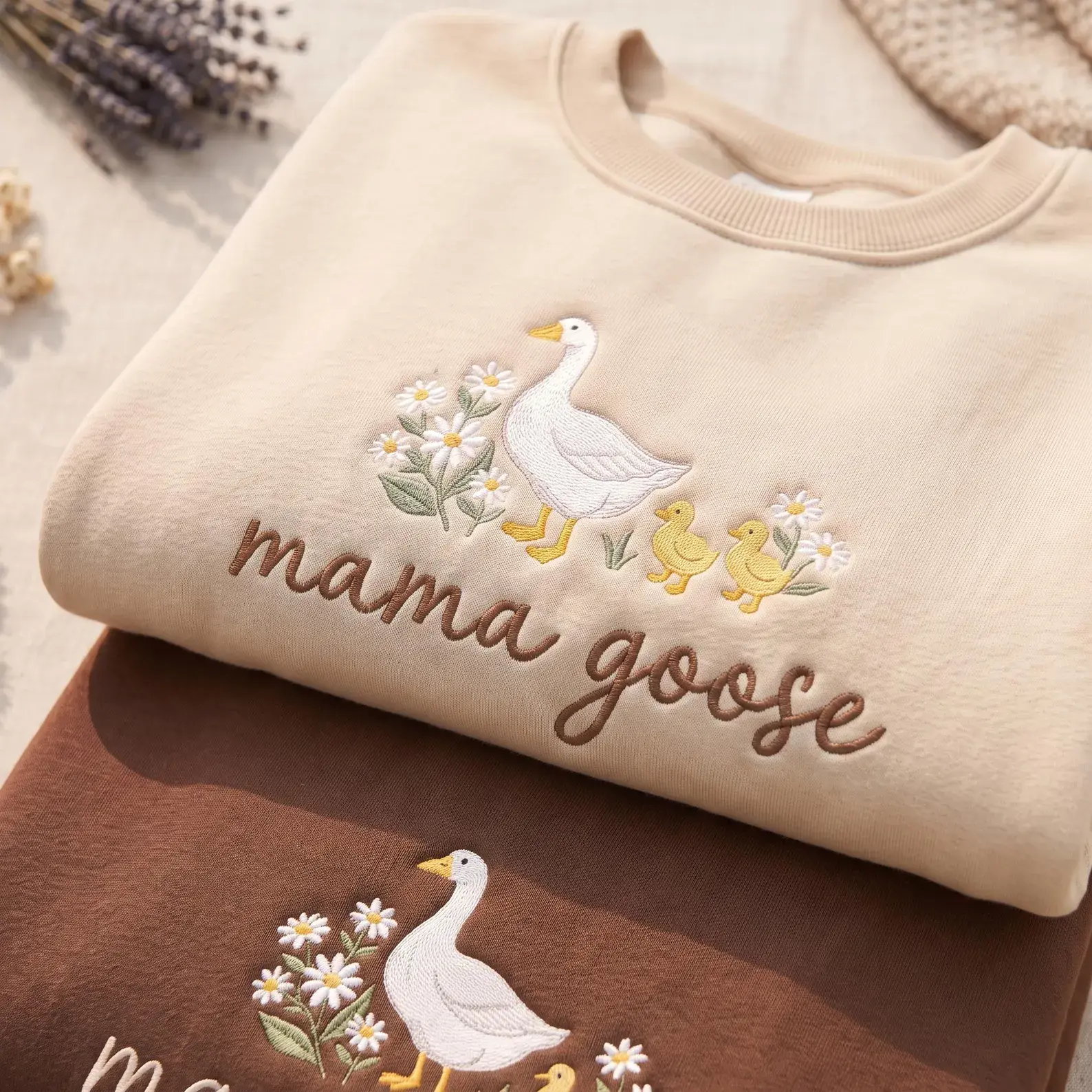 Embroidered Mama Goose Sweatshirt, Mother's Day Gift, New Mom Gift, Baby Shower Gift, Cute Mom Sweatshirt, Cozy Mom Sweater